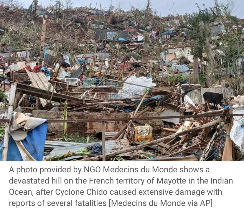 At least 11 killed after Cyclone Chido slams into France’s Mayotte